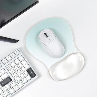 Imagem de Mouse pad com descanso de pulso em gel – Base antiderrapante ergonômica transparente para teclado digitação alívio da dor/laptop/desktop