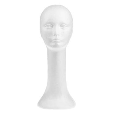 Imagem de Milageto Chapéu de manequim feminino de cabeça de espuma de pescoço longo para loja,