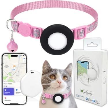Imagem de Rastreador GPS para gatos, mini rastreador GPS para animais de estimação com coleira, coleira impermeável IPX8, sem taxa mensal, funciona com Apple Find My(apenas iOS), rastreador inteligente para