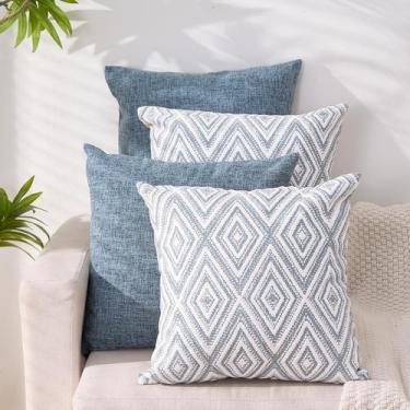 Imagem de Conjunto de 4 capas de almofadas decorativas HPUK, 50x50cm, azul
