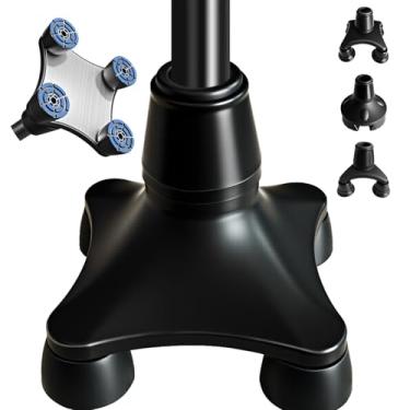 Imagem de ispuoocti Ponta de bengala, base de cana quádrupla, design autônomo com serviço pesado, substituição pivotante de 360°, base de 4 pinos para todos os terrenos, estável e antiderrapante para bengalas