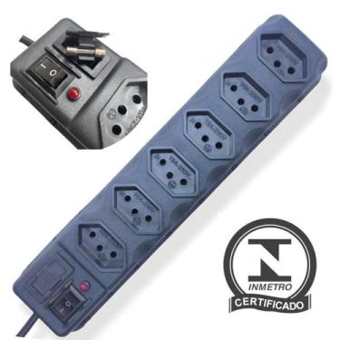 Imagem de Filtro De Linha Universal 6 Tomadas Régua 110/220v Bivolt - Eletro - E