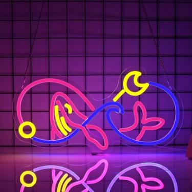 Imagem de Sinal de néon de baleia, placas de néon JGHTURIE para decoração de parede, sinal de luz rosa, letreiro de animal fofo, placas de led para homem, sala de caverna, crianças, bar, festa, decoração de