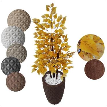 Imagem de Ficus Amarelo Planta Artificial com Vaso Decoração - Flor de Mentirinh