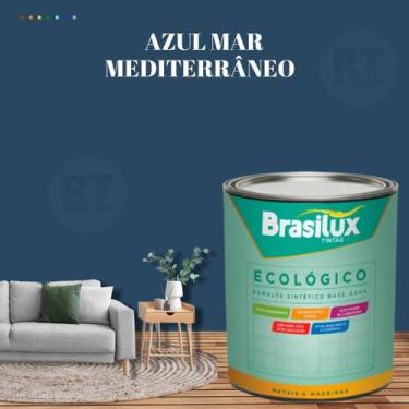 Imagem de Esmalte Sintético Brasilux Base Água Ecologico Cor Azul 800ML Brilhant