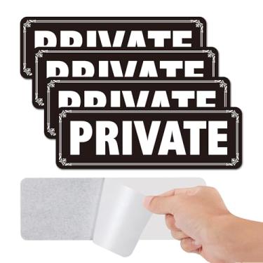Imagem de Pacote com 4 placas privadas de alumínio – 23 x 7,6 cm, autoadesivas, à prova d'água, placas privadas de metal para portas e paredes de escritório, placa privada durável para negócios e local de