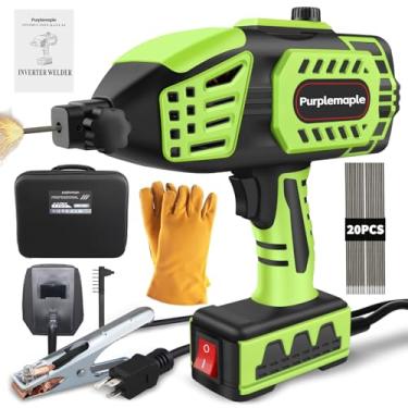 Imagem de purplemaple Máquina De Solda Portátil Para Bricolage E Áreas Externas, Elétrica 20-120 A 110 V Com Inversor Igbt, Ajuste Corrente Variável 5 Vias, Pistola Arco, 20 Hastes Fio 3/32" (Verde)