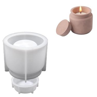 Imagem de Moldes de resina de vela com tampa, molde de silicone em forma de copo de concreto, suporte de vela, moldes de resina, artesanato epóxi, molde de silicone de resina para joias, caixa de armazenamento