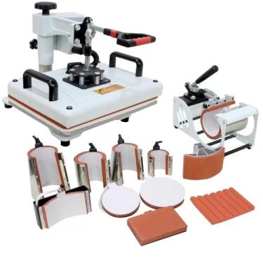 Imagem de Prensa Térmica Sublimação 10 em 1 29x38cm Plana Camiseta Caneca Boné Prato - 220v