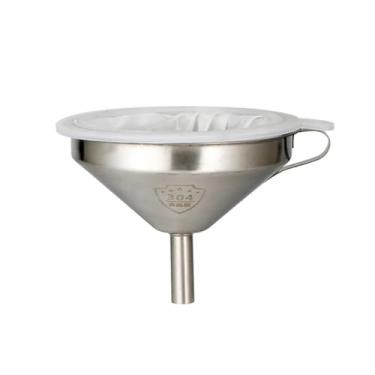Imagem de Funis De Cozinha De Aço Inoxidável Funil De Metal De 15 Cm Com Alça E Filtro De Malha 450 Para Encher Garrafas, Líquido De Filtro, Pó, Suco, Vinho, Café, Silver, 15 * 11cm