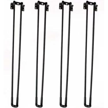 Imagem de 4pcs Pernas Dobráveis Em Forma De Gancho De Cabelo, Pernas De Metal Para Móveis Preto, Pernas De Bancada Com Pés Protetores De Piso & Parafusos, Pernas De Mesa De Café De Est, Black, 20cm