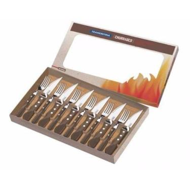 Imagem de Jogo de Talheres Churrasco 12pc Jumbo Polywood Castanho Tramontina - T