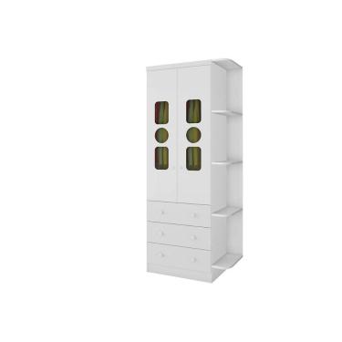 Imagem de Guarda Roupa Bebê C/ 2 Portas Cristal E 3 Gavetas Tedy Branco - Peroba