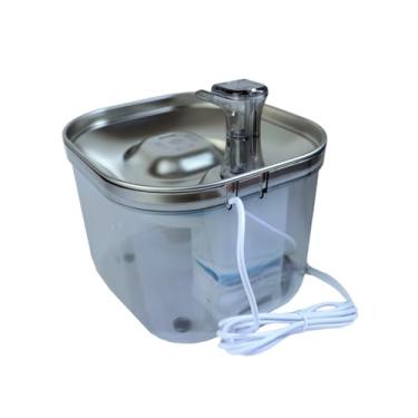 Imagem de Fonte de Água Automática para Gatos e Cães, 3,2L, Aço Inoxidável, com Sensor Infravermelho e Filtro, 17x17x12cm, Prata