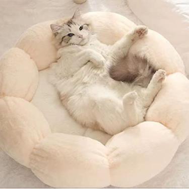 Imagem de Zhjvihx Cama de Animais de Estimação, Cama de Almofada de Gato Fofo Forma de Flor Macia Quente para Gatos para o Quarto para Animais de Estimação para Varanda (Diâmetro 55cm/21,7in (dentro de