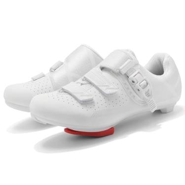 Imagem de Tênis de ciclismo masculino feminino compatível com Peloton Indoor Road Bike Riding Shoes para interior Delta Cleats Clip Outdoor Pedal, Branco 1, 12.5 Women/11 Men