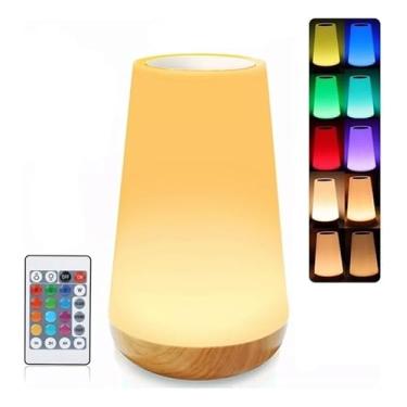 Imagem de Luminária LED RGB Toque + Controle Remoto com Timer – Recarregável via USB – 13 Cores, 5 Intensidades e 3 Modos de Luz – 1500mAh