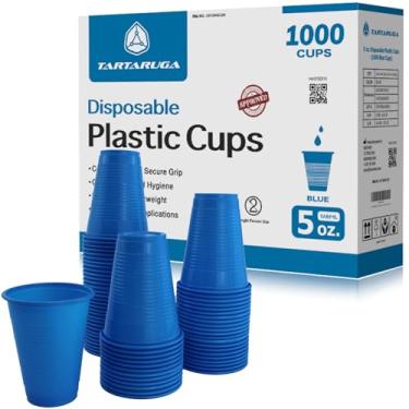 Imagem de JEVOLVE Copos de plástico azuis descartáveis de 1000 peças de 142 g, duráveis, copos multiuso para festas, bebidas, controle de porções, artes e artesanato, lanches e projetos DIY – Conveniente e à