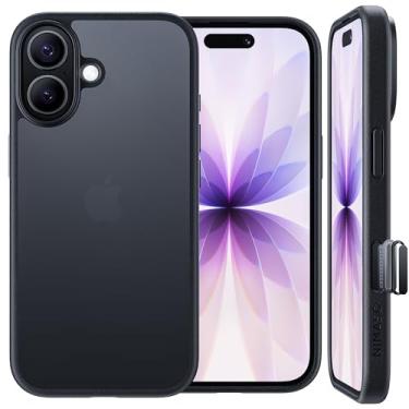 Imagem de NIMASO Capa para iPhone 17, proteção contra quedas de grau militar à prova de choque, traseira fosca translúcida, antiimpressões digitais, fina, fina para iPhone 17, preta