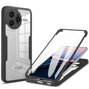 Imagem de Ysnzaq Capa transparente para Xiaomi Poco F7 Ultra, protetor de tela integrado, proteção total de 360° e capa protetora macia fina para Xiaomi Redmi K80 Pro QB preta