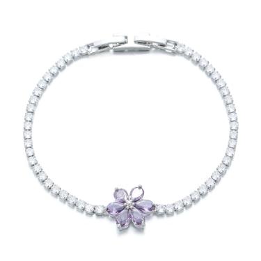 Imagem de XIqision Pulseira de tênis feminina banhada a ouro 14K 18K com zircônia cúbica colorida clássica com trava dupla, One Size, Zircônia cúbica, Sem Pedra Preciosa