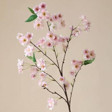 Imagem de peças/lote 90 cm flor de cerejeira de seda decoração para casa jardim casamento árvore falsa arranjos florais festa paisagem floral (roxo)
