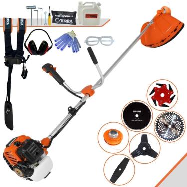 Imagem de Roçadeira Lateral À Gasolina Terra GR520-XP 52cc 2,5HP 6.500rpm Alta Performance Roçadeira Completa Com Carretel Nylon e Kit 5 Lâminas de Corte + EPI