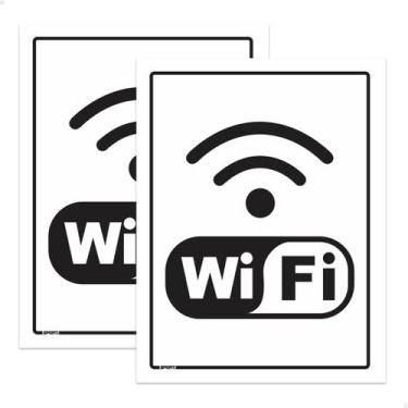 Imagem de 2 Placas Sinalização Indicativa Wi-fi 15x20cm Comércio - SPORTINOX