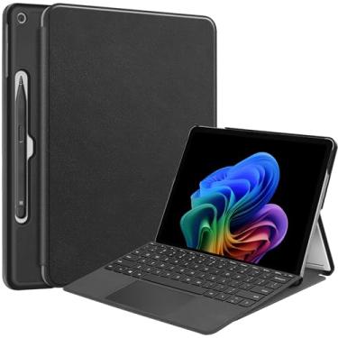 Imagem de Capa para Microsoft Surface Pro 12 12 polegadas (2025), capa protetora de visualização de vários ângulos com suporte de caneta, compatível com teclado tipo capa, preta