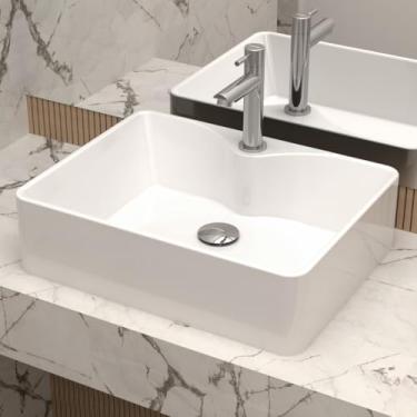 Imagem de Cuba Pia de Apoio Sobrepor Retangular 48x37 Branca Banheiro Lavabo Beltempo BT-2317