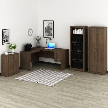 Imagem de Conjunto de Escritório com Balcão, Estante 5 Prateleiras, Armário 2 Po