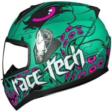 Imagem de Capacete Race Tech Sector Kraken, 60, Verde/Rosa