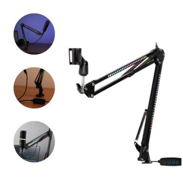 Imagem de Suporte para Microfone com Braço Articulado e Iluminação RGB Ajustável