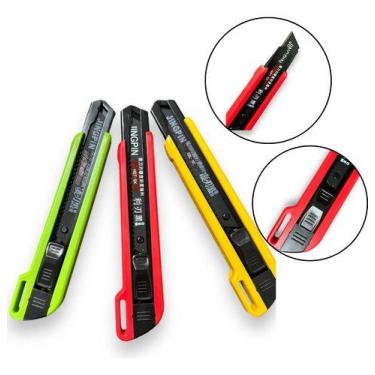 Imagem de Estilete Profissional Retrátil C/ Trava 18mm Reforçado Cores - Berto A