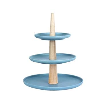 Imagem de Suporte de bolo de cerâmica com 3 camadas, suporte de bolo para chá da tarde, bandeja de sobremesa, prato de frutas, mesa de sobremesa multicamadas