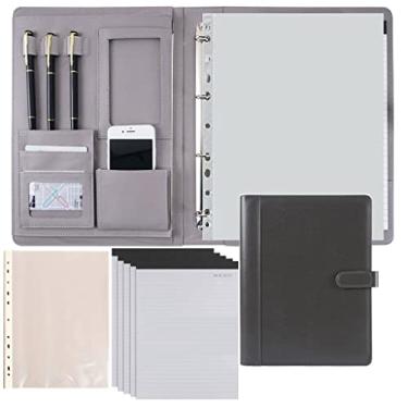 Imagem de Pasta de entrevista A4 para homens e mulheres e 3 canetas para escritório, negócios, escola (cor: cinza claro, tamanho: 5 * bloco de notas)