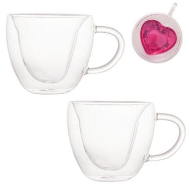 Imagem de Xícara Parede Dupla Coração (2 Unidades - 230 ml) Lisa - Lyor, Lisa