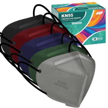 Imagem de Máscaras faciais XDX KN95, pacote com 50 unidades, embaladas individua