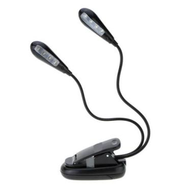 Imagem de Luminária c/ 2 hastes flexíveis P/estante De Partitura c/8 Leds,presil
