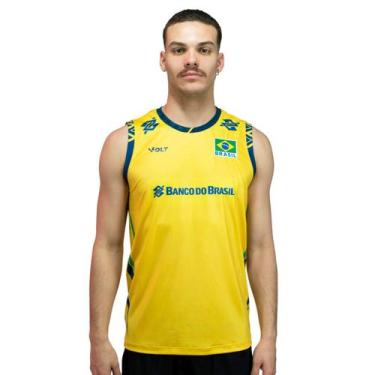 Imagem de Camisa de Vôlei Regata Brasil 2025 Amarela Masculina - Volt, GG