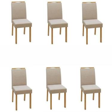 Imagem de Conjunto 6 Cadeiras para Sala de Jantar Pés Madeira Maciça Lunen - Móv