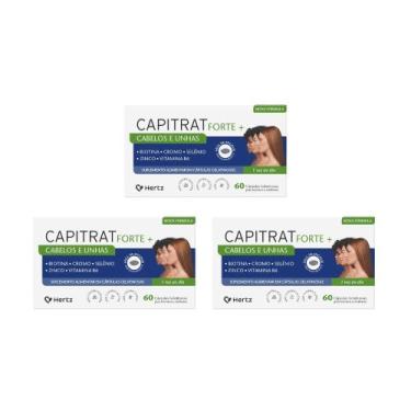 Imagem de Kit 3 Suplemento Capitrat Forte+ Cabelos E Unhas 60 Cápsulas - Hertz