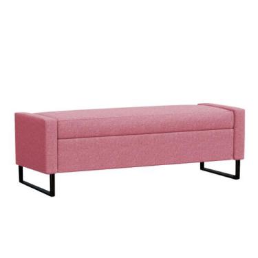 Imagem de Recamier Bau Paris Base de Metal 1,40m Suede Pink - Inova Decorações