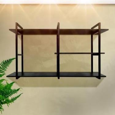 Imagem de Prateleira Industrial Toda Preta 100x68cm Ferro/madeira - Metal decore