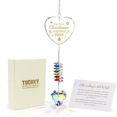 Imagem de Our First Christmas Together 2025 Ornamento, protetor solar de coração de cristal, enfeite de arco-íris para primeiro Natal, recém-casado para marido e esposa, decoração de casa de lembrança de férias