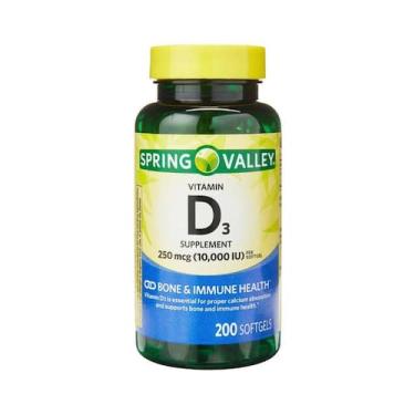 Imagem de Vitamina D3 250 mcg 10.000 IU 200 softgels Spring Valley