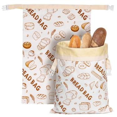 Imagem de JSVSLTD Pacote com 2 sacos de pão de cera de abelha para sacos de pão reutilizáveis de massa fermentada, saco de armazenamento de alimentos de grande capacidade, portátil, preservação de frescor, saco