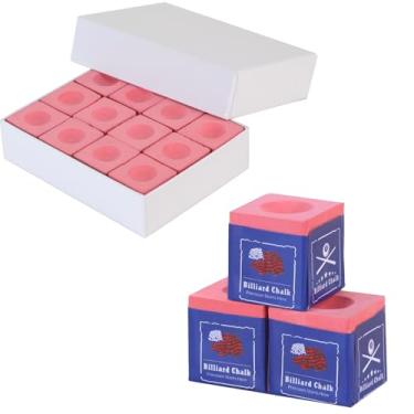 Imagem de Kmise Giz profissional para taco de piscina, 12 filhotes/48 filhotes, com caixa de armazenamento, pó fino, 4 cores, giz de taco de bilhar adequado para cada tamanho de ponta de taco (rosa, pacote com