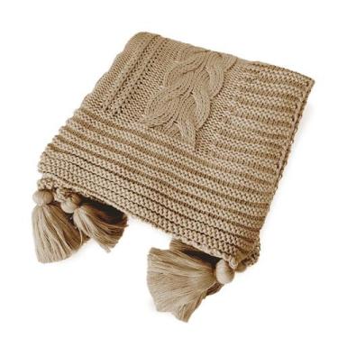 Imagem de Manta Peseira de Tricot 90x180 Cm com Tassel - Trançada - Belchior