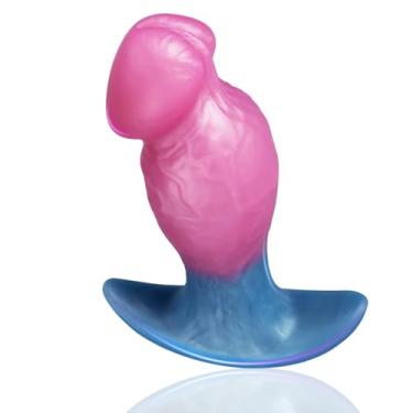 Imagem de Dildo anal meticulosamente feito de material de silicone macio de paredes espessas, projetado especificamente para estimulação da próstata e experiências anais pela primeira vez